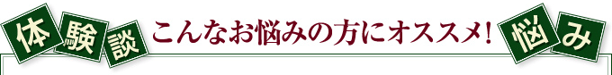 体験談 こんなお悩みの方にオススメ! お悩み
